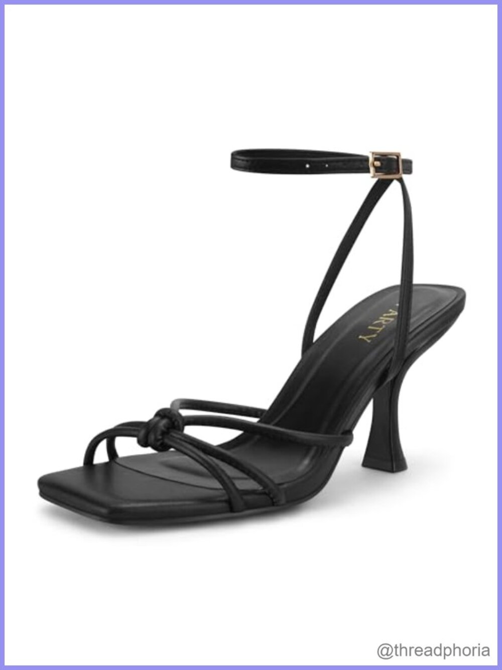 Strappy Kitten Heel Sandals Square Open Toe Buckle Ankle Strap Faux Leather